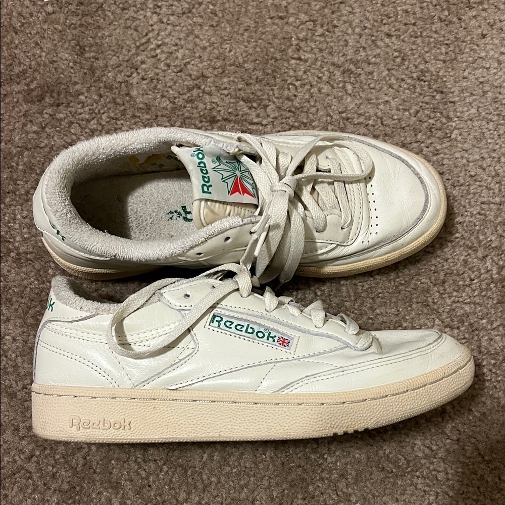 Reebok Cream and Green Sneakers